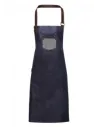 DELANTAL DIVISION WAXED LOOK DENIM BIB APRON WITH FAUX LEATHER PREMIER PR136