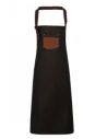 DELANTAL DIVISION WAXED LOOK DENIM BIB APRON WITH FAUX LEATHER PREMIER PR136